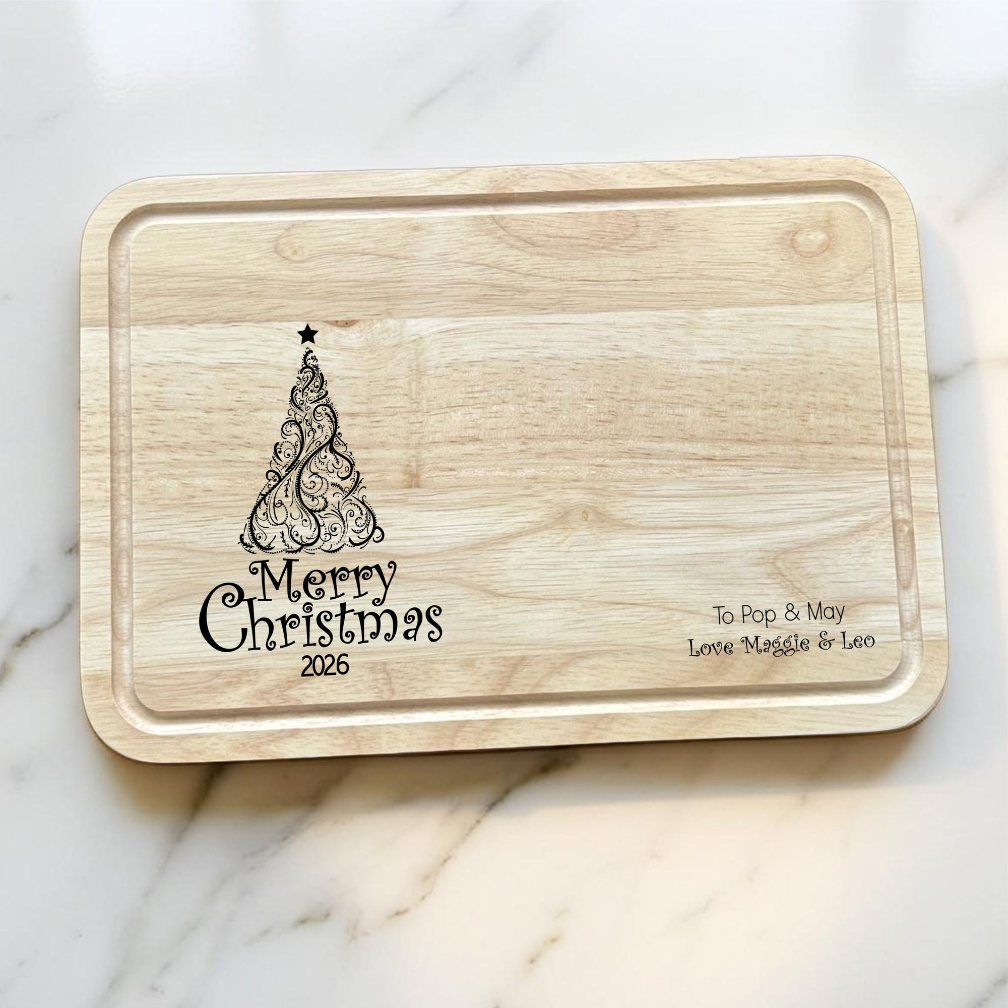 festive wooden chopping board christmas design