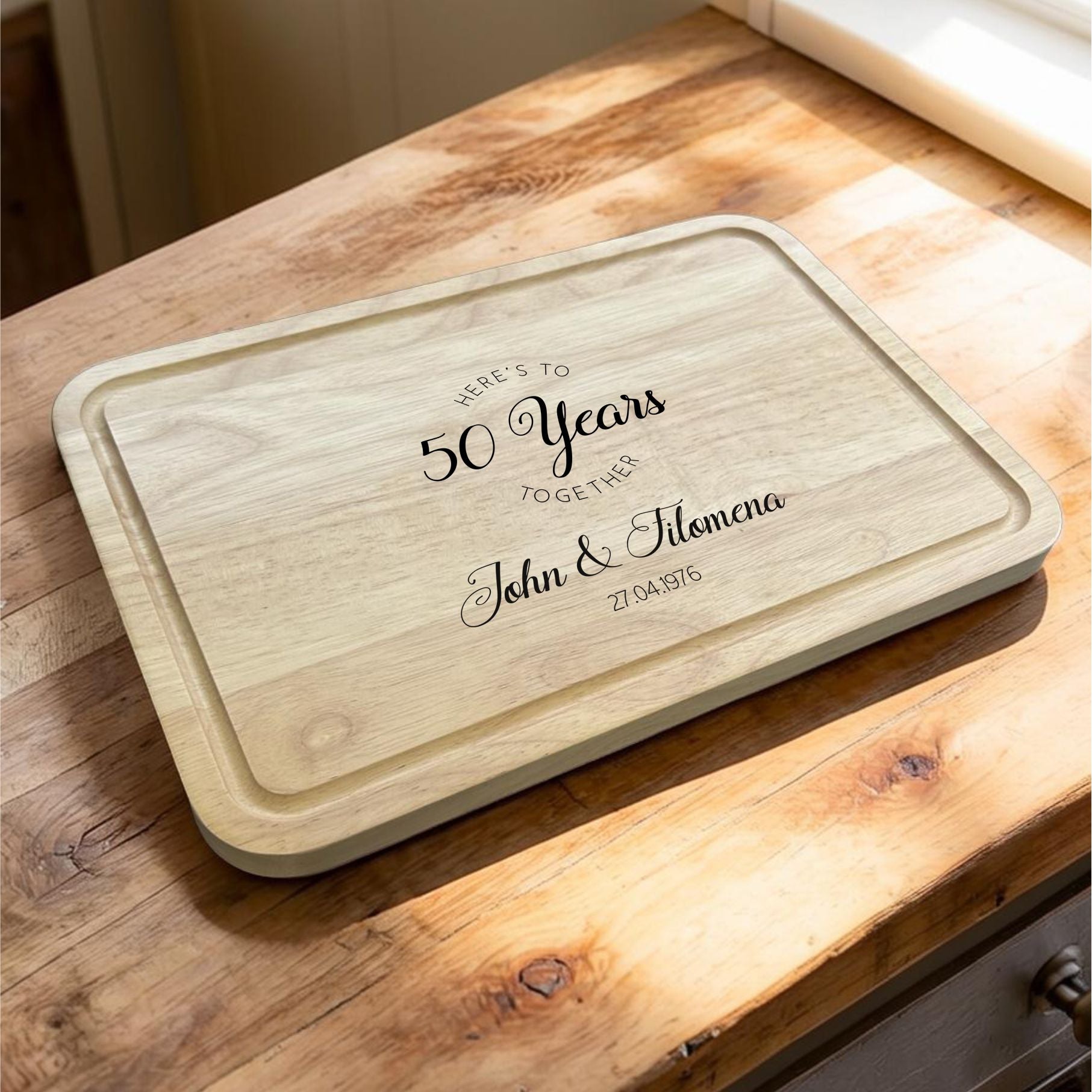 personalised anniversary engraved chopping board