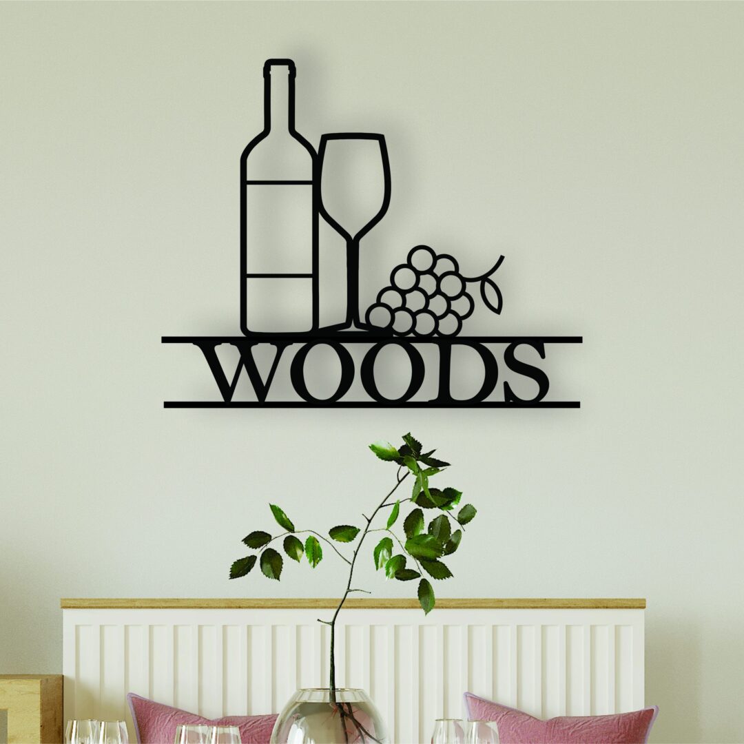 personalised wine sign, family name sign