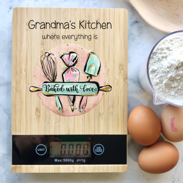 personalised kitchen scales. mothers day gift