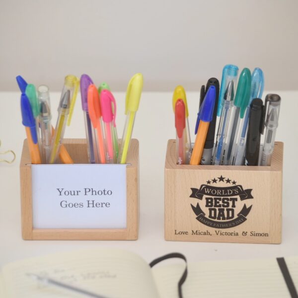 personalised photo frame pencil holder
