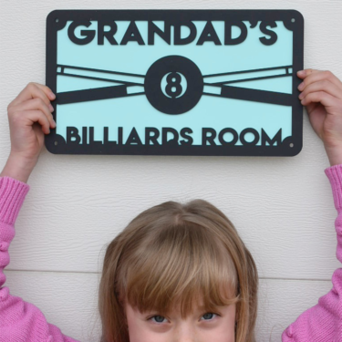 personalised pool room sign, personalised billiards sign