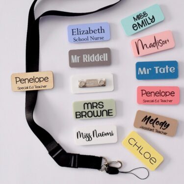 personalised teacher gift. teachers name badge