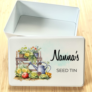 personalised garden tin. seed tin, mothers day gift